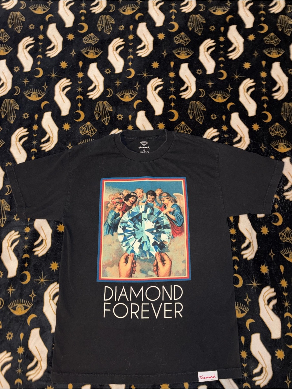Diamond Supply Co. Black Graphic Tee with Multi‑Color Diamond Artwork